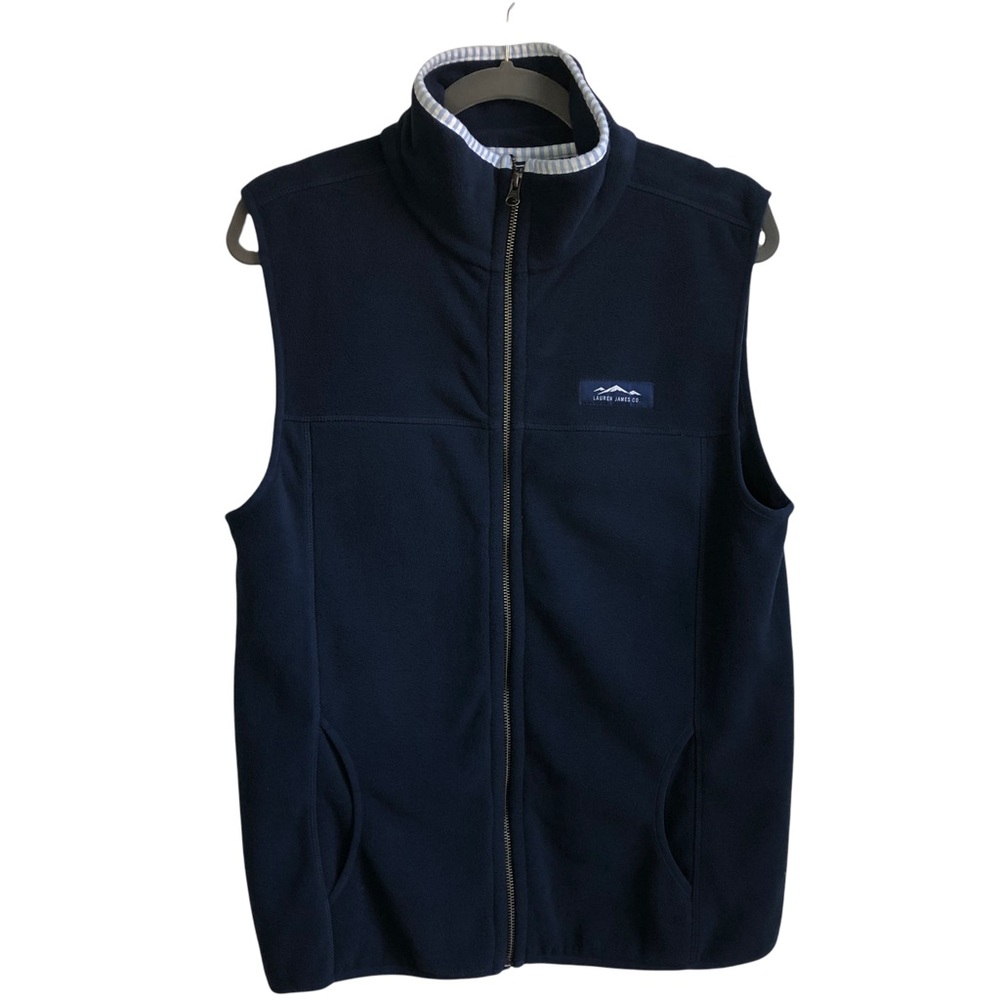 Lauren James Co. Preptec Blakely Women's Navy Blue Fleece Vest Large